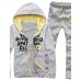 Men's Fashion Letters Printed Hooded Set,Cotton / Polyester Long Sleeve Black / Blue / White / Gray