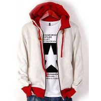 Men's Going out / Casual/Daily / Sports Active Regular Hoodies,Solid Blue / Red / Beige Hooded Long Sleeve Cotton Spring / Fall Medium