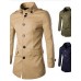 Men's Long Sleeve Regular Trench coat , Cotton Pure