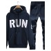 Men's Print / Solid / Camouflage / Letter Casual / Sport Set,Cotton Long Sleeve Black / Blue / Gray JC-D31