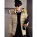 Men's Casual/Daily Simple Coat,Solid Long Sleeve Winter Blue / Beige / Black Polyester