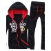 Men's Fashion Letters Printed Hooded Set,Cotton / Polyester Long Sleeve Black / Blue / White / Gray