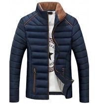 Men's Regular Padded Coat,Polyester Solid Long Sleeve