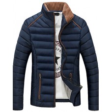 Men's Regular Padded Coat,Polyester Solid Long Sleeve