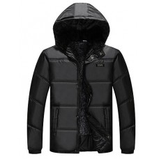 Men's Regular Padded Coat,Simple Casual/Daily Solid-Others Cotton Long Sleeve Black