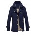 Men's Solid Casual / Plus Size Slim Fashion Trench coat Cotton Lapel Long Sleeve-Black /Blue /Green /Yellow Fall /Winter