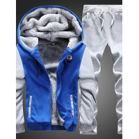 Men's Casual/Daily / Sports Active Regular Hoodies,Solid / Color Block / Patchwork Blue / Red / Black / Gray Hooded Long Sleeve Polyester