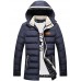 Men's Long Padded CoatPolyester Solid Long Sleeve