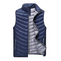 Men's Regular Padded Vest Coat,Polyester Solid Sleeveless Winter Vest k256