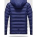 Men's Regular Padded Coat,Simple Casual/Daily Solid-Cotton / Polyester Polypropylene Long Sleeve Hooded Blue / Red / Black / Green