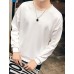 Men's Plus Size Casual/Daily Simple Activewear Set,Solid Patchwork Round Neck Fleece Lining Micro-elastic Cotton Long Sleeve All Seasons