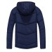 Men's Regular Padded Casual/Daily Solid-Polyester Polypropylene Long Sleeve Hooded Blue / Black