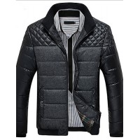 Men's Regular Padded Coat,Polyester Solid Long Sleeve