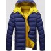 Men's Regular Padded Coat,Simple Casual/Daily Solid-Cotton / Polyester Polypropylene Long Sleeve Hooded Blue / Red / Black / Green