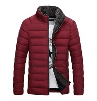 Men's Regular Padded CoatCotton Solid Long Sleeve