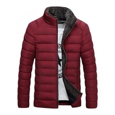 Men's Regular Padded CoatCotton Solid Long Sleeve