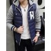 Men's Regular Padded CoatPlus Size / Sports Solid / Color Block / Letter-Cotton / Polyester Polypropylene Long Sleeve Slim Warm Thick