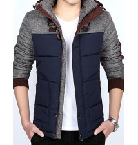 Men's Regular Padded Coat,Polyester Solid Long Sleeve