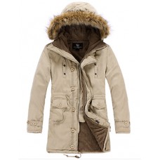 Men's Long Parka Coat , Cotton Pure Long Sleeve