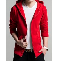 Men's Casual/Daily / Sports Active Long Hoodies,Solid Blue / Red / White / Black / Gray Hooded Long Sleeve Cotton Spring Medium