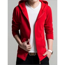 Men's Casual/Daily / Sports Active Long Hoodies,Solid Blue / Red / White / Black / Gray Hooded Long Sleeve Cotton Spring Medium