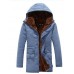 Men's Long Padded Coat,Simple / Street chic Going out / Casual/Daily / Holiday Solid-Cotton Polypropylene Long Sleeve HoodedBlue / Beige