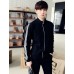 Men's Casual/Daily Simple Regular Hoodies,Striped Black Round Neck Long Sleeve Cotton Fall Medium Micro-elastic