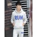 Men's Print / Solid / Camouflage / Letter Casual / Sport Set,Cotton Long Sleeve Black / Blue / Gray JC-D31