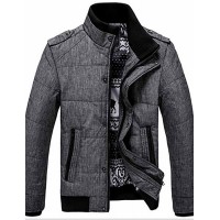 Men's Regular Padded Coat,Cotton Solid Long Sleeve