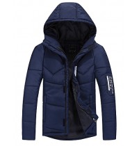 Men's Regular Padded Casual/Daily Solid-Polyester Polypropylene Long Sleeve Hooded Blue / Black