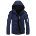 Men's Regular Padded Casual/Daily Solid-Polyester Polypropylene Long Sleeve Hooded Blue / Black