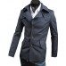 Men's Solid Casual / Work Coat,Cotton Long Sleeve-Black / Brown / Gray