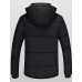 Hot Sale Men's Regular Padded Plus Size Solid-Polyester Polyester Long Sleeve Hooded Black