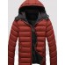 Men's Regular Padded Coat,Simple Casual/Daily Solid-Cotton / Polyester Polypropylene Long Sleeve Hooded Blue / Red / Black / Green