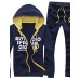 Men's Fashion Letters Printed Hooded Set,Cotton / Polyester Long Sleeve Black / Blue / White / Gray