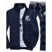 Hot Sale Two-Piece Men's Long Sleeve Set,Cotton / Polyester Solid Casual Sport Outerwear Coat