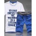 Men's Short Sleeve Set,Cotton Letter