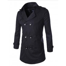 Men's Long Sleeve Regular Trench coat , Cotton Pure