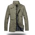 Men's Long Sleeve Regular Trench Coat , Polyester Plaids & Checks Winter Jacket