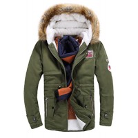 Men's Long Parka Coat , Cotton Pure Long Sleeve