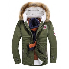 Men's Long Parka Coat , Cotton Pure Long Sleeve