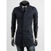 Men's Solid Casual / Work / Sport Trench coat,Cotton Long Sleeve-Black / Blue / Beige / Tan