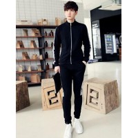 Men's Casual/Daily Simple Regular Hoodies,Striped Black Round Neck Long Sleeve Cotton Fall Medium Micro-elastic