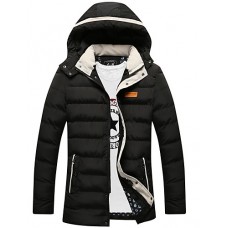 Men's Long Padded CoatPolyester Solid Long Sleeve