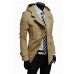 Men's Solid Casual Trench coat,Cotton Blend Long Sleeve-Black / Brown / Yellow / Tan