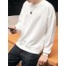 Men's Plus Size Casual/Daily Simple Activewear Set,Solid Patchwork Round Neck Fleece Lining Micro-elastic Cotton Long Sleeve All Seasons