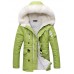 Hot Sale Men's Regular Padded Casual/Daily Solid-Polyester Polyester Long Sleeve Hooded Green