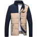 Men's Regular Padded Coat,Cotton Color Block Long Sleeve